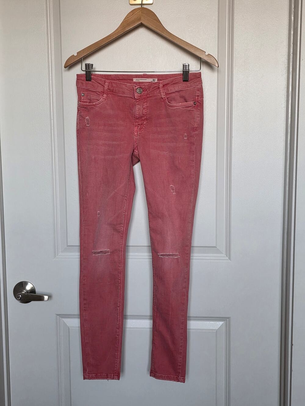 Zara Pink Distressed Skinny Jeans